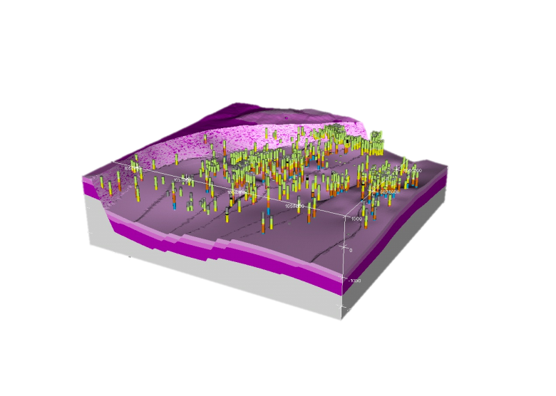 Modèle géologique de la zone de Pechelbronn (Alsace) réalisé sous Geomodeller 3D